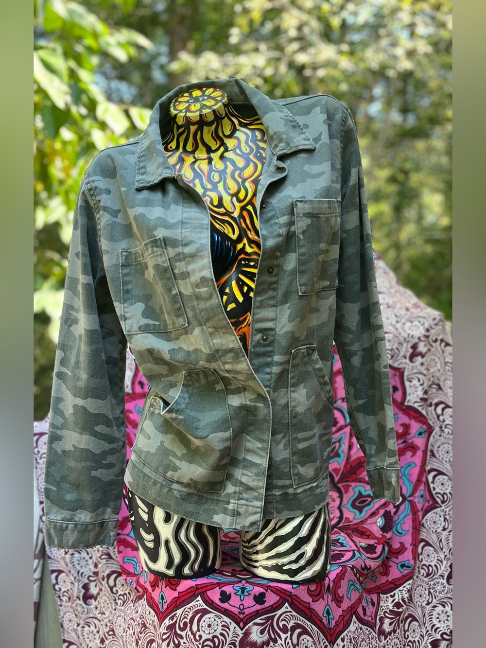 Universal Thread Women's Camouflage Utility Jacket - Green